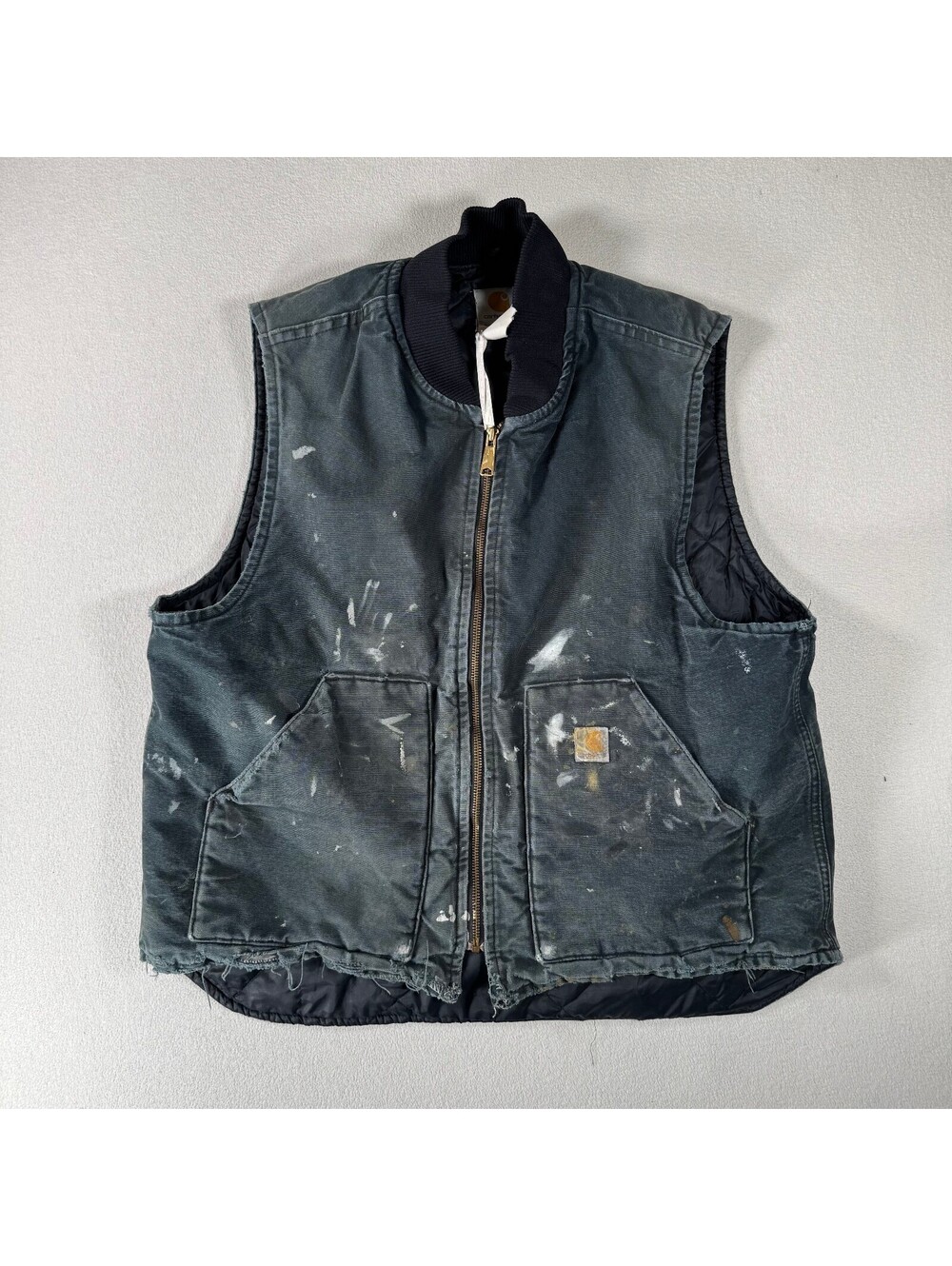 Vintage Carhartt Distressed Paint Splatter Workwear Vest L